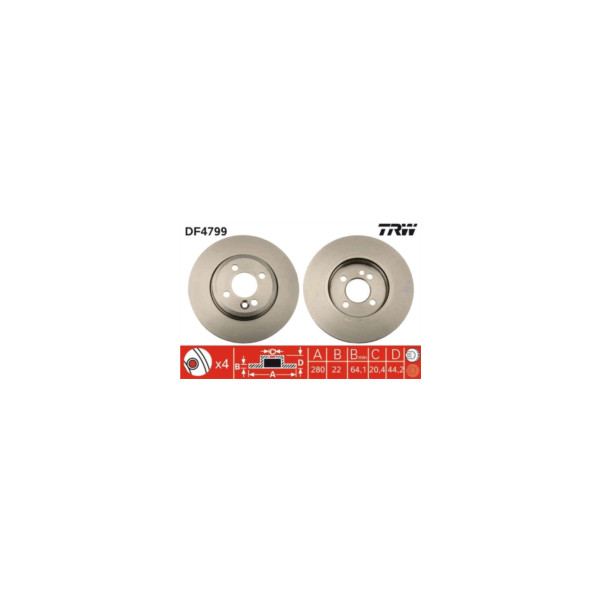 TRW BRAKE DISC PAIR Z (Front) image
