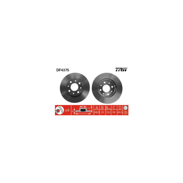 TRW BRAKE DISC PAIR Z (Front) image