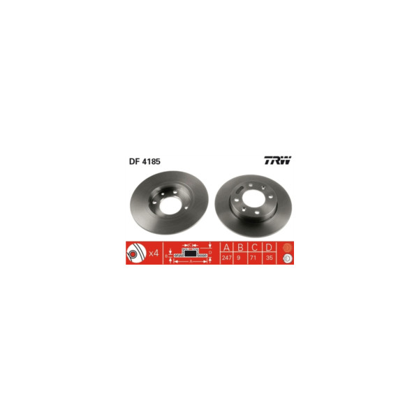 TRW BRAKE DISC PAIR Z (Rear) image