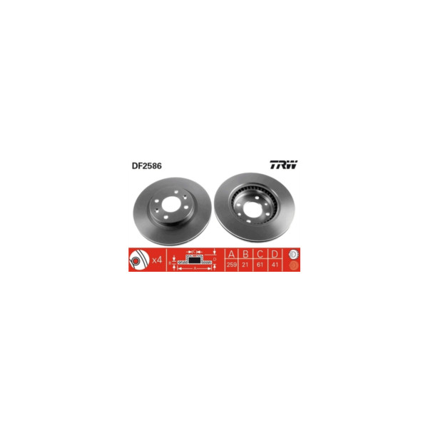 TRW BRAKE DISC PAIR Z (Front) image