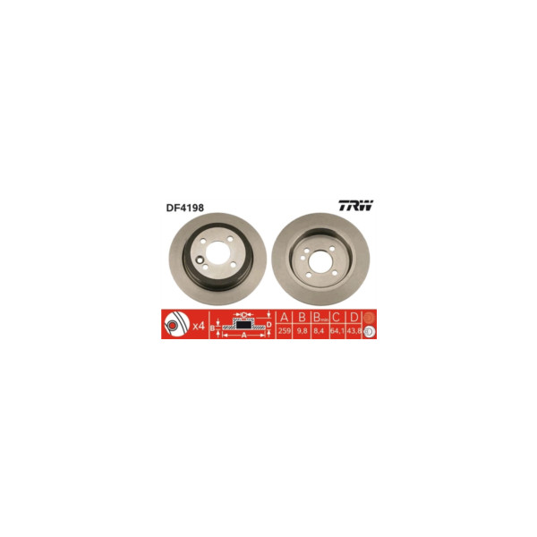 TRW BRAKE DISC PAIR (Rear) image