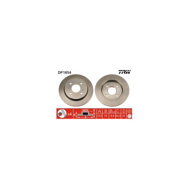 TRW BRAKE DISC PAIR Z (Rear) image