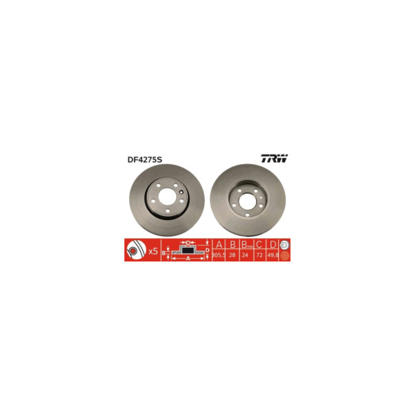 TRW BRAKE DISC SINGLE (Front) image