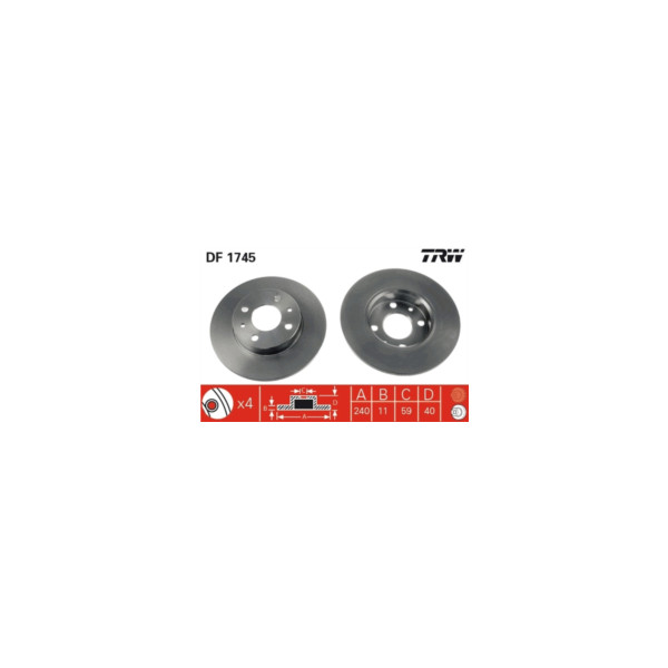 TRW BRAKE DISC PAIR (Rear) image